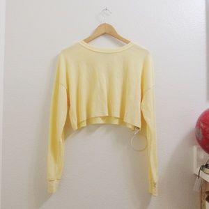FOREVER 21 YELLOW CROP TOP LONG SLEEVE